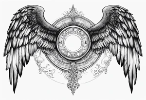 Angel Wings with the word Glenn in the middle tattoo idea