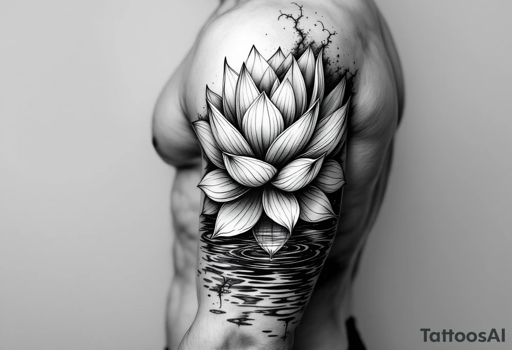 serene lotus flower emerging from sacred waters with ripples tattoo idea serene lotus flower emerging from sacred waters with ripples tattoo idea