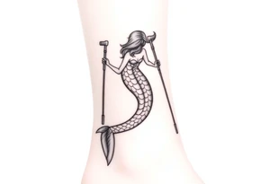 crutches mermaid tail injury tattoo idea