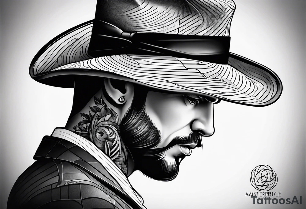a man with a hat tattoo idea