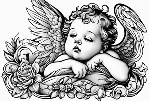 Cherub looking down tattoo idea