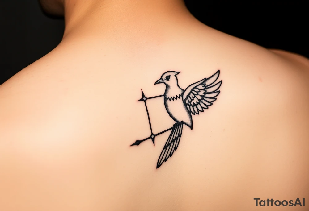 Sagittarius sign for both individuals as a couple names being Harley and Guy bird combined meaning Harley bird tattoo idea
