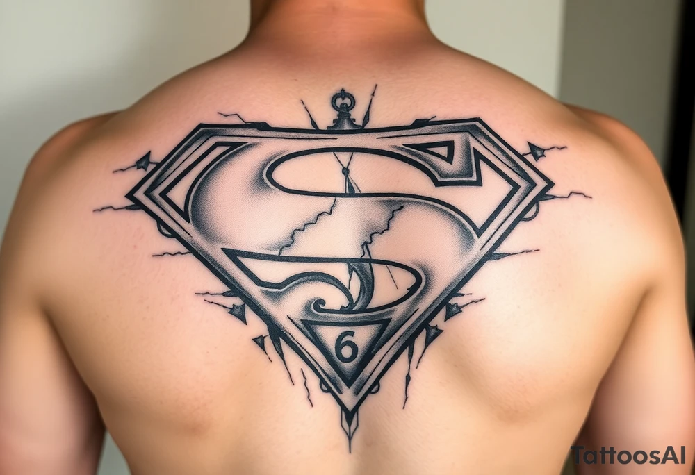 Superman sign in background Emma Ava Blakleigh Deacon Griffin broken clock sands of time sleeve tattoo idea