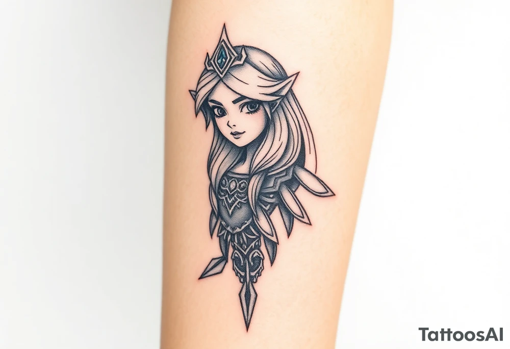 American traditional princess Zelda from twilight princess tattoo idea