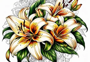 tiger lily  flower tattoo idea
