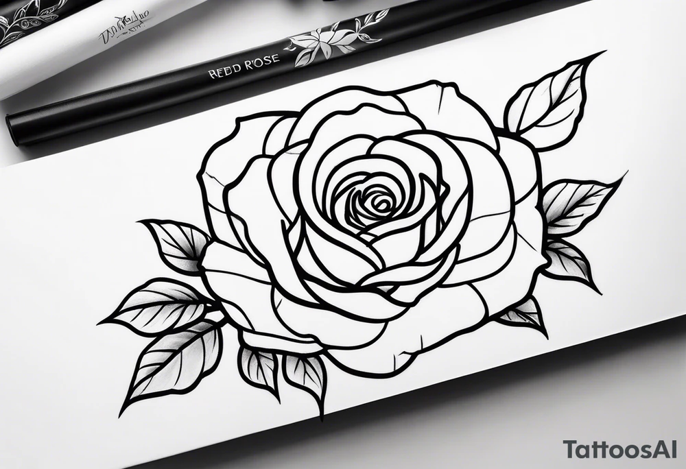 red rose with vine tattoo idea