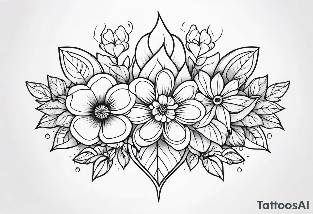 ornaments of flowers tattoo idea