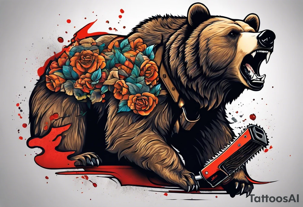 Bear with a chainsaw tattoo idea