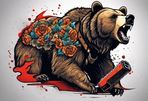 Bear with a chainsaw tattoo idea