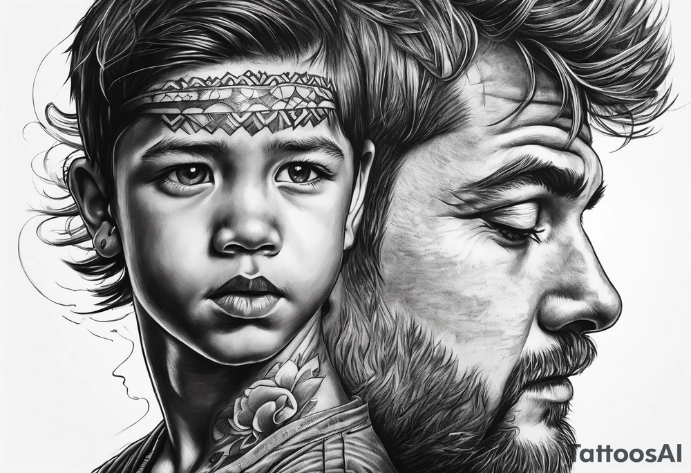 Son without his father finding his way tattoo idea