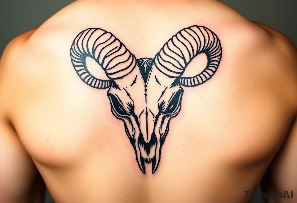 Demonic ram skull tattoo idea