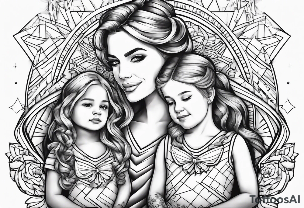 Mom daughters strong patriotic tattoo idea