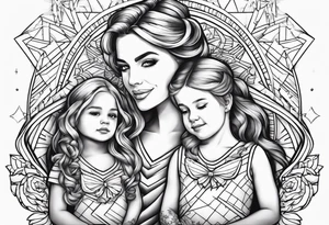 Mom daughters strong patriotic tattoo idea