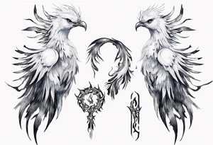 a white phoenix with an iron circlet on its head tattoo idea