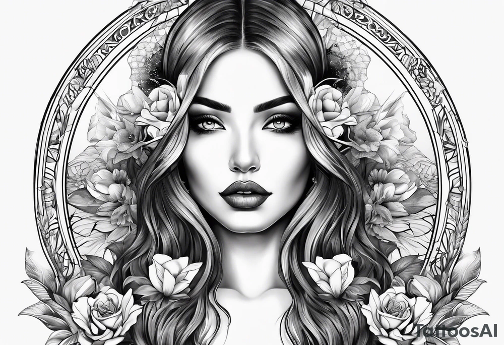 Beautiful woman from death to inner peace and self-love tattoo idea