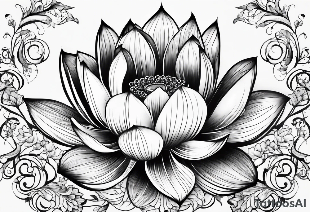 Lotus music song vine flowers tattoo idea