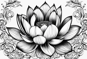 Lotus music song vine flowers tattoo idea