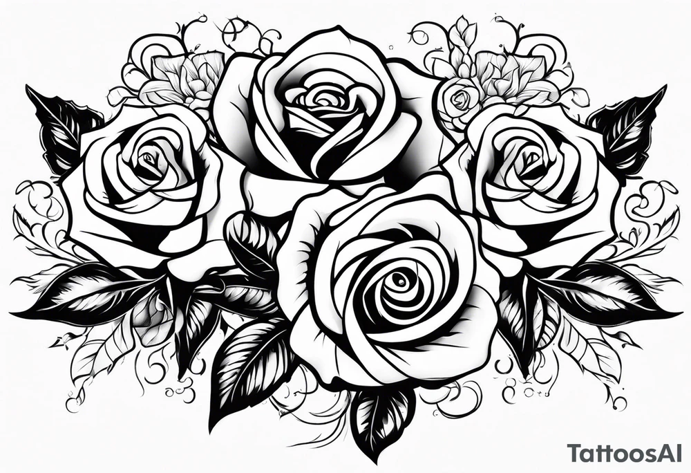 Three roses with stars and a cross tattoo idea