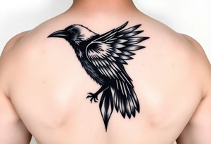Geometric design of crow with dark shading  for forearm tattoo idea