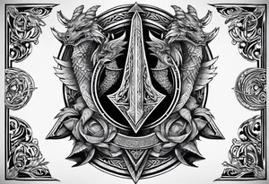Valhalla sword shield long ship dragon axe Valknut tattoo idea