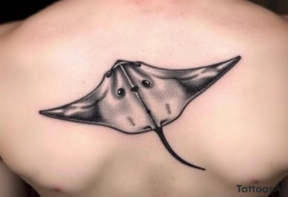 sting ray tattoo with shadow underneath tattoo idea