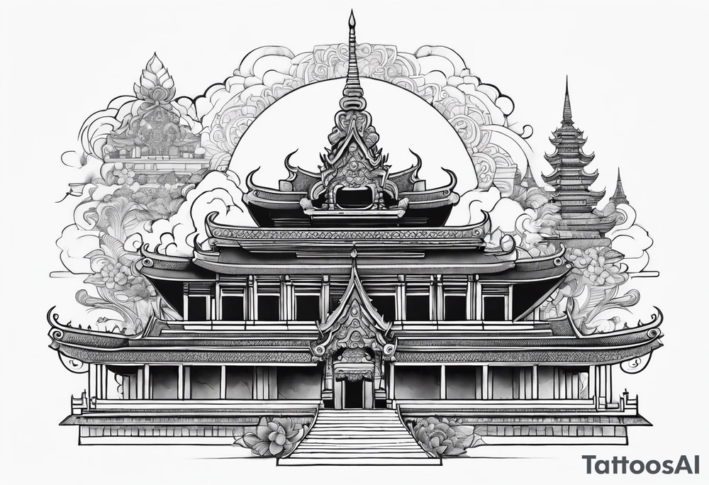 thai temple but minimalistic tattoo idea
