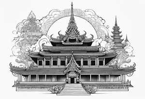 thai temple but minimalistic tattoo idea