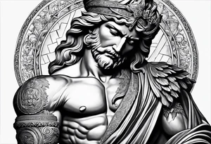 Griechischen Statue mann mit Haare und Risse tattoo idea