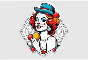 pin up style clown woman tattoo idea