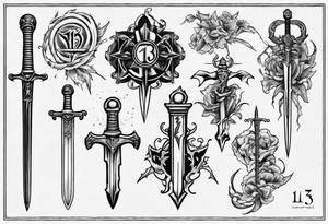 The number 13 and a sword tattoo idea