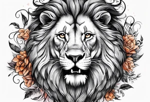 lion with snake hair tattoo idea