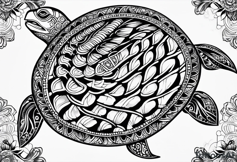 siple turtle with mandala shell tattoo idea