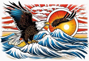 eagle and sun and sea tattoo idea