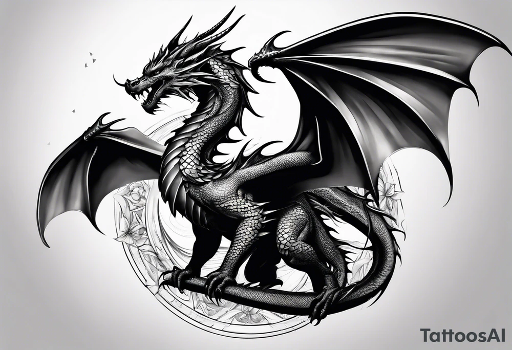 dragon flying tattoo idea