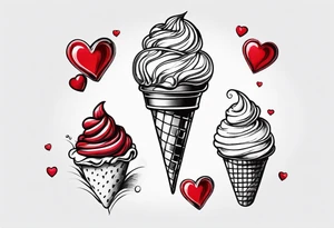 small ice cream cone with small red heart on it somewhere while representing Scotland tattoo idea