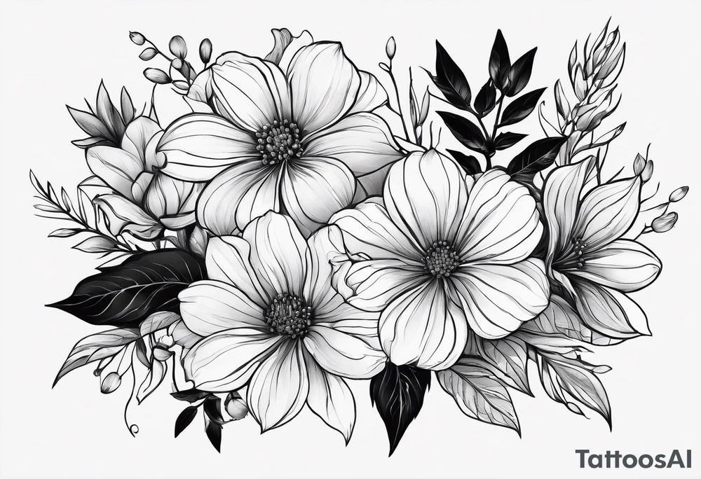 April flower, November flower, July flower, may flower, November flower, December flower, August flower tattoo idea