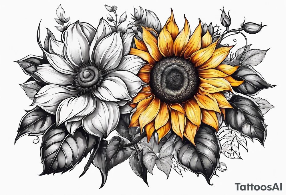 flower rose , sunflower, animal tattoo idea
