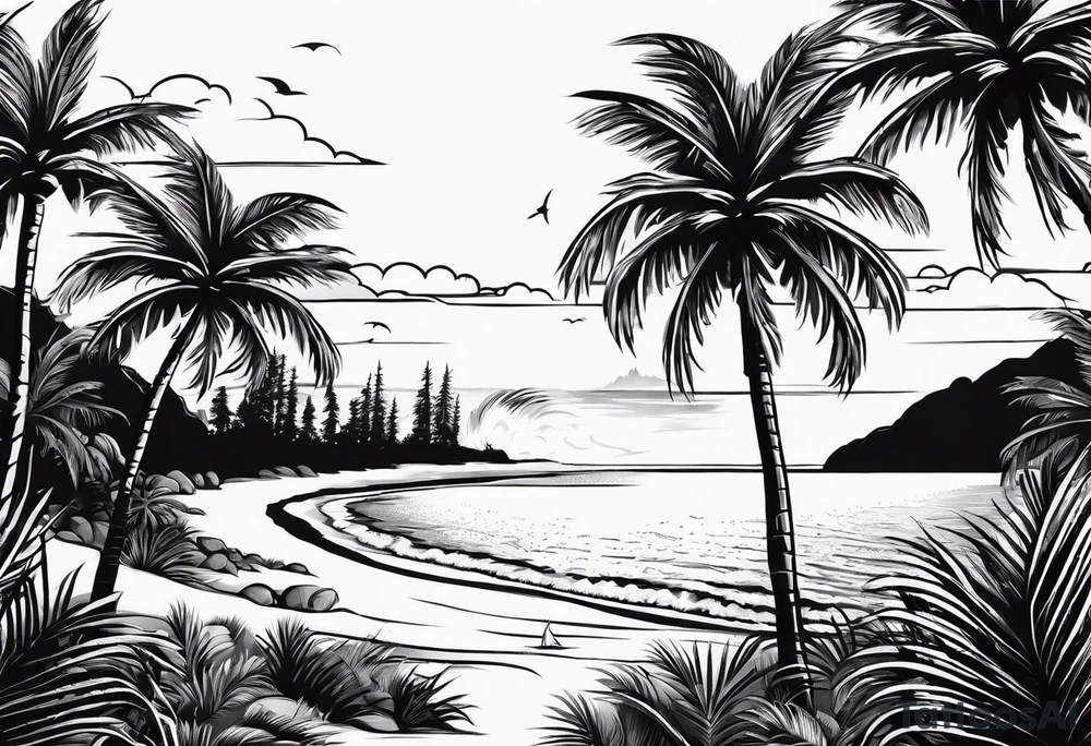 Beer Drinking 
California Palm Trees Beach tattoo idea