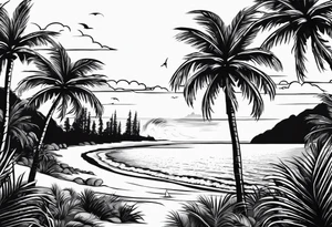 Beer Drinking 
California Palm Trees Beach tattoo idea