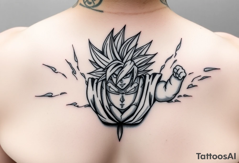 legendary dragonball z scene with energy aura and power effects tattoo idea