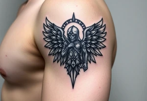 Powerful archangel, warrior, holy angel army tattoo idea