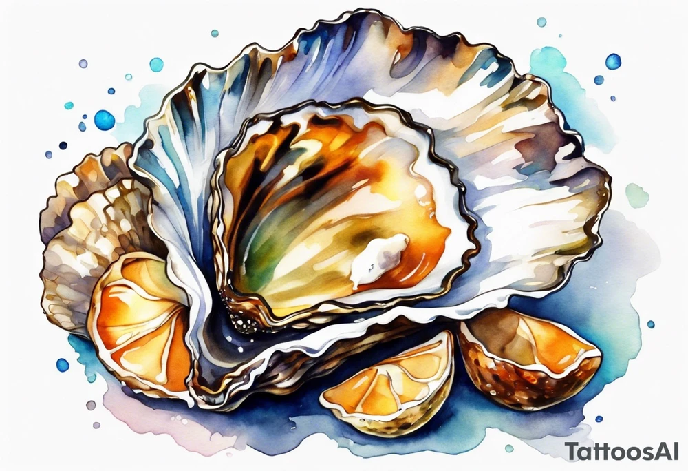 One small  Pretty oyster shell tattoo idea