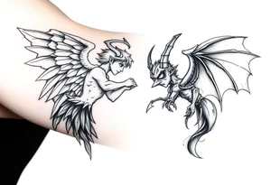 beautiful angel vs a demon tattoo idea