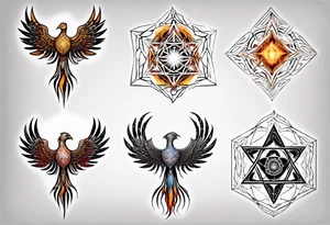 sacred geometry Metatron's cube with phoenix tattoo idea