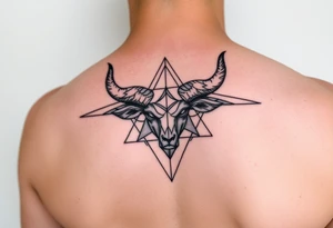 Subliminal geometric aries and taurus combine tattoo idea