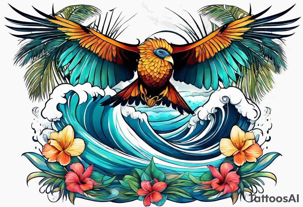 Animal , ocean, palm tattoo idea