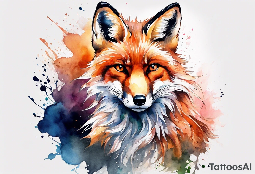Watercolor fox tattoo idea