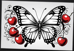 butter fly and two cherry tattoo idea
