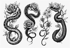 Floral Snake of nine eyes tattoo idea