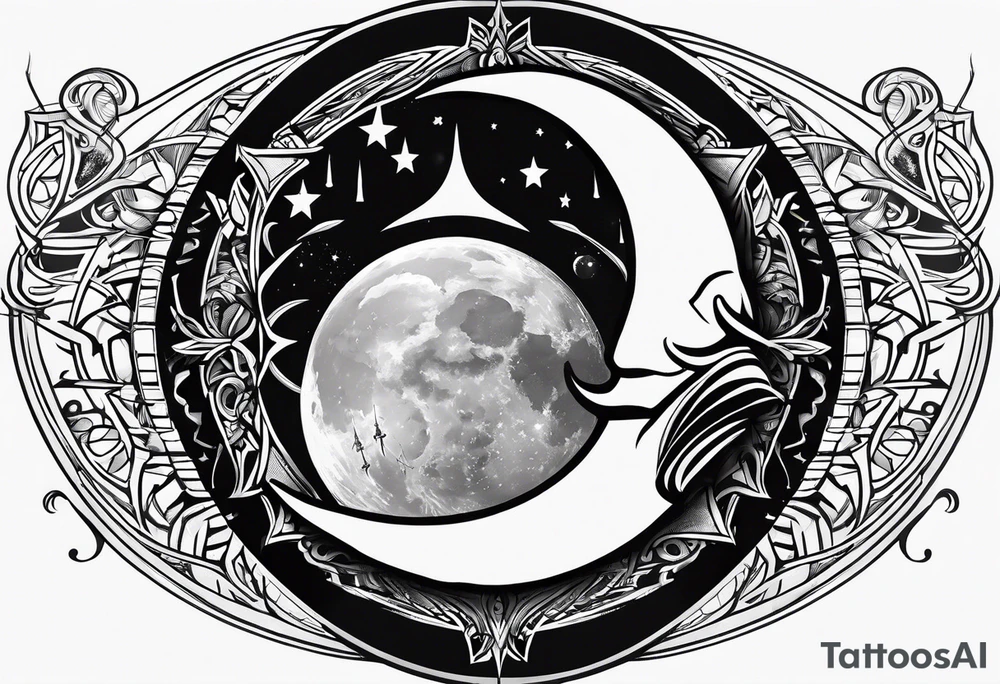 Jedi, Atheist, crescent Moon, Freedom theme combined into one tattoo idea